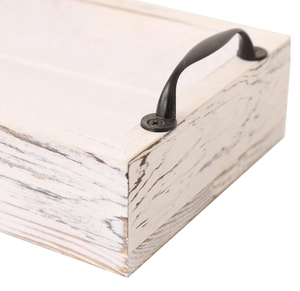 Vassoi da portata rustici in legno personalizzati rettangolari con manico, vassoio ottomano per soggiorno lungo 16 pollici per servire il vino - Product Image 5