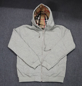 Sudadera con Capucha y Cremallera 100% Algodón a Cuadros con Logotipo de Marca Bordado para Hombre/Mujer, Ajuste Universal, Alta Calidad - Product Image 3
