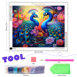 Paon plein rond image diamant peinture 30x40cm/12x16 pouces Animal décoratif <span class=keywords><strong>strass</strong></span> maison Art cadeau - Product Image 2