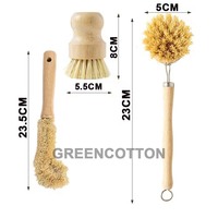 Brosse à vaisselle en bambou avec logo personnalisé, lot de 5, brosse de nettoyage de cuisine écologique, brosse à récurer en bambou à fibres naturelles pour le lavage de la vaisselle