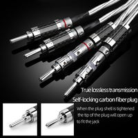 Kabel Speaker HIFI Dua Kawat dengan Konektor Serat Karbon Pengunci Otomatis, Kabel Audio Speaker Bi-Wiring Berlapis Perak HiFi OCC