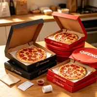 Boîte d'emballage pour pizza en carton ondulé de 8, 10 et 12 pouces, personnalisée, noire, écologique, biodégradable, en matériaux recyclés, avec logo