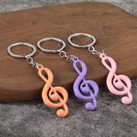 Porte-clés mousqueton en alliage de zinc motif note de musique tendance, vente en gros, personnalisable pour publicité