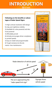 איכות הראייה הובילה להציג סימני תנועה ניידים מהירות צהוב צהוב מכ "ם מהירות השמש שלך מכ" ם מהירות השמש - Product Image 6