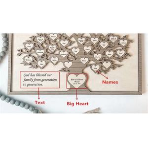 Nomi di famiglia personalizzati segno albero regalo decorazione in legno in legno segno Desktop regalo con nomi a forma di cuore - Product Image 2