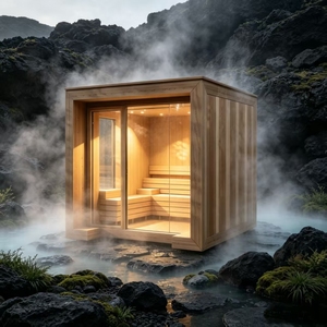 Sauna Exterior Cuadrada Hemlock con Conducción Térmica Lenta, No Es Caliente <span class=keywords><strong>al</strong></span> Tacto, Sensación Suave a <span class=keywords><strong>Mediodía</strong></span> en Verano - Product Image 4