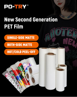 Película de Transferencia de Calor PET DTF Po-try, Rollo de 30cm/60cm, Soluble en Agua a Baja Temperatura para Impresión de Camisetas y Ropa