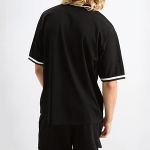 Hot Bán Tùy Chỉnh Tước V Cổ Jersey Áo Sơ Mi Chất Lượng Cao Lỏng Ngắn Tay Áo T Áo Sơ Mi In Số Mô Hình Lưới Jersey - Product Image 5