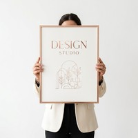 Affiche d'art minimaliste personnalisée avec logo en or rose pour la décoration murale intérieure de studio et de bureau – Vente en gros