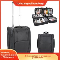 Valise de rangement à roulettes personnalisée avec fermeture éclair pour maquillage, nail art, tatouage et coiffure