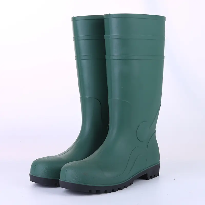 PVC verde anti piercing floresta construção trabalhando protetora wellies de borracha impermeável botas de chuva para homens