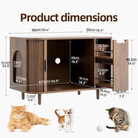Meuble de rangement multifonctionnel pour litière de chat dissimulée, pour usage domestique et intérieur, servant également de buffet