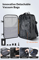 Sac à dos de voyage professionnel personnalisé, extensible 70L, avec système de compression et 2 sacs sous vide TPU détachables
