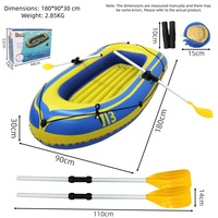 Bateau gonflable pliable 2 places en PVC épaissi, kayak robuste avec valve Boston, poignées de sécurité et plancher gonflable pour la pêche et la dérive