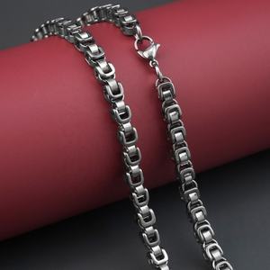 Collar de cadena de perlas cuadradas de acero inoxidable, dijes de joyería, gargantilla estilo Hip Hop, cadena redonda, directo de fábrica - Product Image 1