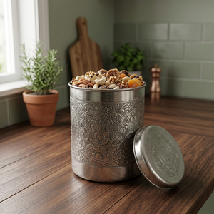 Conteneur alimentaire rond en métal 10-20L, boîte de rangement hermétique au design minimaliste pour la cuisine, lot de 2 - Product Image 3