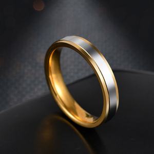 แหวนแต่งงานและหมั้นชุบทอง 14k 18k คุณภาพดี ทนทาน ราคาแพง สำหรับผู้ชายและผู้หญิง ทำจากสแตนเลส - Product Image 3