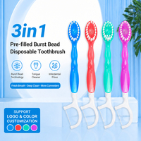 Brosse à dents jetable personnalisée pré-doublée, emballage individuel 5-en-1, portable pour kits d'accueil et de voyage