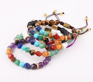 Vente chaude Coloré 7 Chakra Pierre Naturelle <span class=keywords><strong>Bracelet</strong></span> Yoga Énergie De Guérison Pierre CZ Charmes Logo Personnalisé Macramé <span class=keywords><strong>Bracelet</strong></span> - Product Image 2