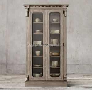 Gabinetes de Roble Macizo con Puertas Dobles de Diseño Europeo Moderno y Lujoso, Tallados a Mano con Cristal, para Uso en Hoteles - Product Image 2