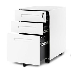 Meuble de classement mobile blanc à 3 tiroirs avec serrure pour usage domestique et professionnel - Product Image 3
