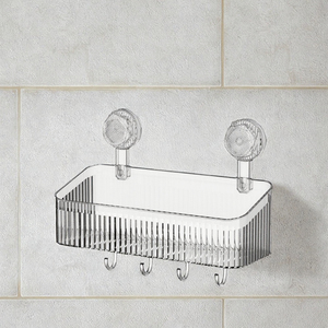 ชั้นวางของแบบหมุนได้พร้อมถ้วยดูดสุญญากาศ วัสดุ PET ชั้นเดียว ติดผนังห้องน้ำ ไม่ต้องเจาะ - Product Image 3