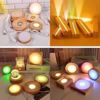 Base lumineuse LED diffuseur en acrylique, support carré en bois massif pour boule de cristal, mini veilleuse pour la maison, interrupteur tactile, alimentation 5V