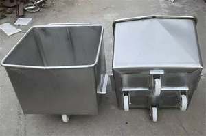 Chariot à viande en acier inoxydable 200L, chariot à trémie en acier inoxydable de qualité alimentaire pour usine de transformation de la viande - Product Image 6
