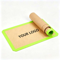 Tapis de cuisson en silicone personnalisable avec bordure verte, logo, couleur, taille et style sur mesure, renforcé de fibres de verre, antiadhésif, pour friteuse à air