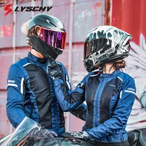 Lychy jaket motor wanita, jaket musim panas jala 3D, jaket sepeda motor balap motor wanita bersirkulasi pelindung CE 7 potong