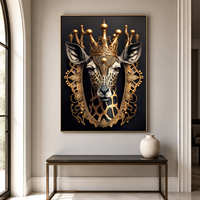 Portrait de Lion Doré en Aluminium – Tableau Mural Noir pour Hôtels, Salons, Bureaux et Espaces de Vie Spectaculaires