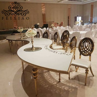 Table serpentine de mariage en acier inoxydable avec miroir doré