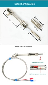 Capteur de température à thermocouple de type K et PT100, à ressort de compression, à baïonnette, avec vis M12*1.5, M6, M8 - Product Image 4