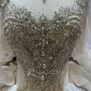 Jancember JJ101 Glamorous Heavy Beaded Wedding Empire Vestidos Vestido con manga acampanada - Product Image 6