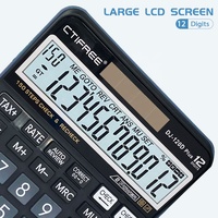 Calculatrice électronique solaire DJ-120D Plus en plastique ABS à 12 chiffres pour usage professionnel, bureautique et scolaire, fabriquée en Chine