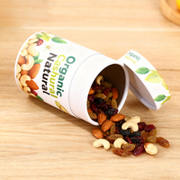 Emballage de tube en papier de noix de fruits secs mélangés personnalisés | Boîte cylindrique de qualité alimentaire pour raisins secs, canneberges, amandes et noix de cajou