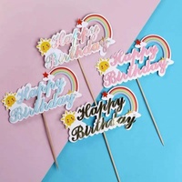 Nouveaux arrivages : Décoration de gâteau Toper pour fête d'anniversaire, décorations de gâteau, topper de gâteau arc-en-ciel avec étoile et soleil