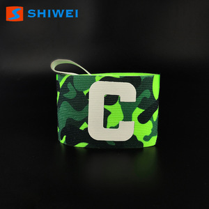 Brassard de capitaine de football Shiwei, camouflage vert bleu orange, respirant, adhésif, unisexe, adulte, pour sports de plein air - Product Image 3