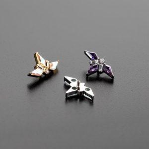 Calendario nuovo arrivo orecchini romantici fine ASTM F136 orecchini filettati in titanio fine fiore Piercing al naso gioielli - Product Image 5