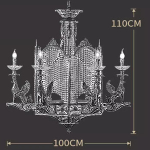 Lámparas de araña de cobre estilo europeo alas de <span class=keywords><strong>lobo</strong></span> latón águila colgante iluminación decorativa Villa techo vela Luz - Product Image 4