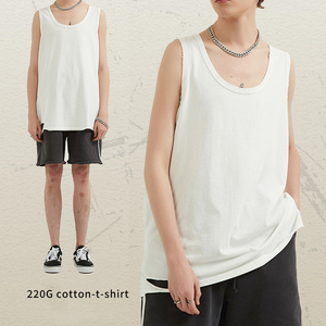 Gilet di cotone per gli uomini gilet di cotone estivo stile High Street per gli uomini <span class=keywords><strong>bianco</strong></span> cotone Unisex senza maniche senza maniche gilet strappato - Product Image 5