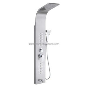 Colonne de douche murale en acier inoxydable 201/304, finition nickel brossé doré, avec jets cascade et jets spa, douche intelligente - Product Image 6