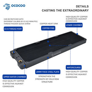Ococoo 배터리 테스트 CRS42 두꺼운 구리 액체 냉각 열교환 기 라디에이터 트리플 팬 수냉식 열 노트북 CPU - Product Image 6