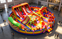 Grande aire de jeux gonflable intérieure commerciale pour enfants avec toboggans, équipement de jeu souple et parcours d'obstacles d'escalade