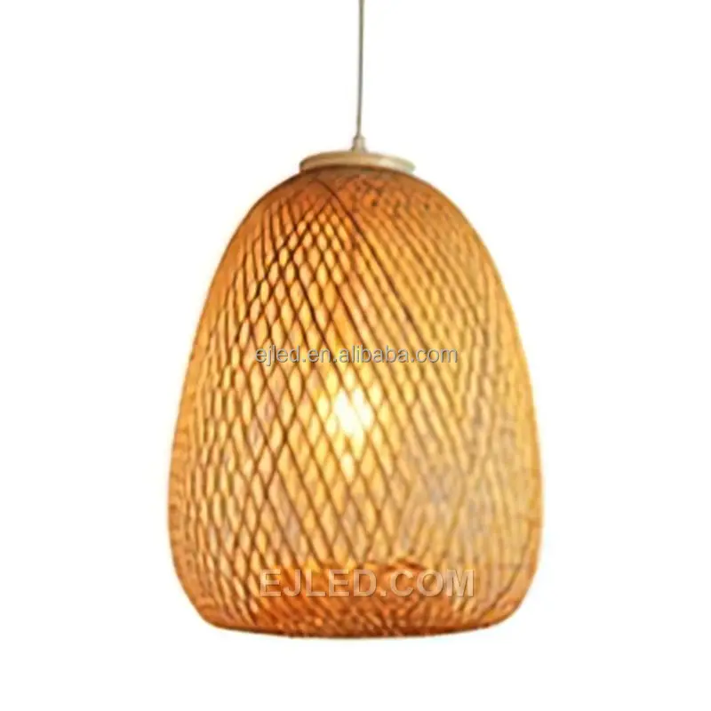 Pingente de luz rattan com ovo, com lâmpada pendente artesanal única bambu rattan rt0034