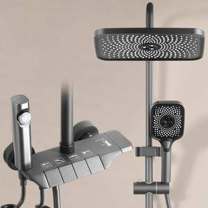 Mitigeur de douche à effet pluie mural de luxe Système de robinet de salle de bain chaud et froid poli Vanne en céramique pour appartement, hôtel - Product Image 2
