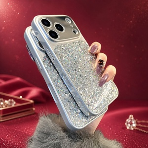 เคสโทรศัพท์มือถือแบบมีกลิตเตอร์ วัสดุ PC สำหรับผู้หญิง ป้องกันการกระแทก พร้อมสายคล้อง สำหรับ iPhone - Product Image 5