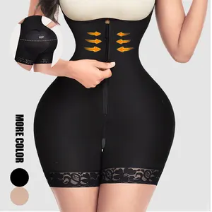 HEXIN Drop Shipping Skin Color Full Body Shaper Lace Trim Front Zipper Butt Lift Shaper Waist Trimmer