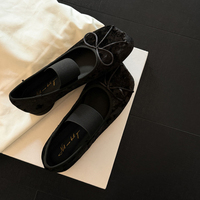 Nouvelles collections automne 2026 – Ballerines femme à bout carré, nœud, bande élastique, dessus en velours, avec logo et personnalisation de l'emballage