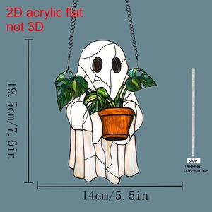 Halloween Faux Stained Glass Ghost Ornaments - Acrylic Suncatcher, Cute Gothic Fall <strong>Window</strong> Decor, Gift for <strong>Book</strong> Lovers &amp; <strong>Women</strong> - Product Image 6